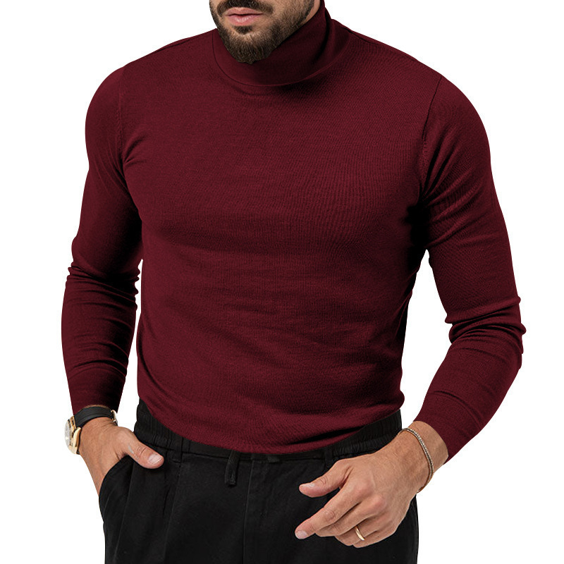 Magliette a maniche lunghe da uomo per autunno e inverno, nuovo stile, giovani, trendy, versatili, semplici, con collo alto_voghion.com