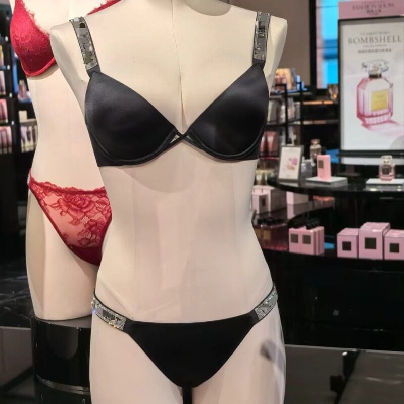 Cross-border rhinestone wide-strap push-up bra for women, European and American light luxury plus size high-slit sexy lingerie and underwear set