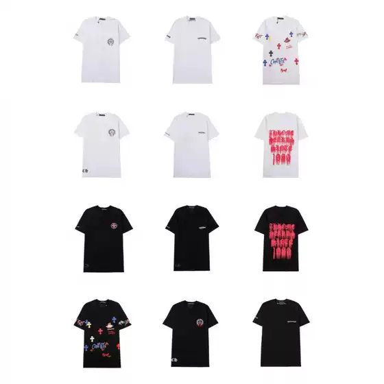 New Style Cross-Border Foreign Trade Colorful Printed Cross Short-Sleeve Loose T-Shirt for Men and Women Trendy