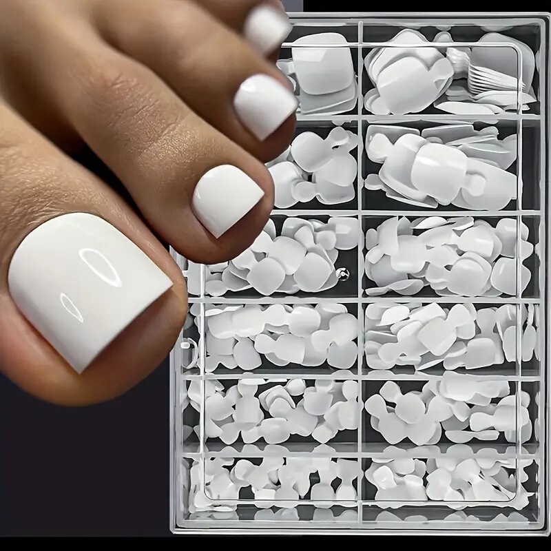 120 Pieces of White Acrylic Full-Cover Toenail Tips, Durable and Easy to Shape, Suitable for Salon Nail Art, Dy Includes Short Styles for Home Use 120 Pieces of White Acrylic Full-Cover Toenail Tips, Durable and Easy to Shape, Suitable for Salon Nail Art, Dy Includes Short Styles for Home Use