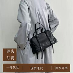 裘真皮小羊皮悠悠保龄球包女复古拉链休闲大容量手提包单肩包