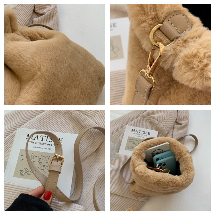 Autumn And Winter Plush Bag 2021 New Bags Women's Bag Ins Special-interest Shoulder Bag Furry Crossbody Bag Small Bucket Bag display picture 13