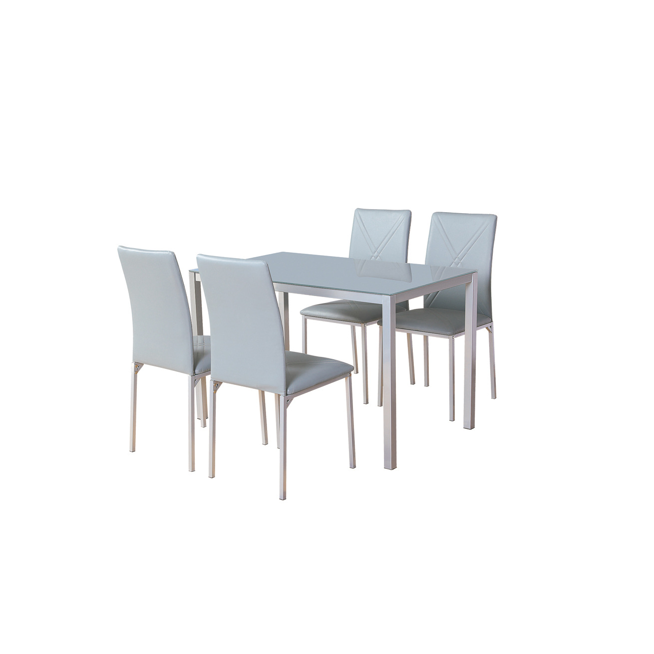 Exportación de vidrio temperado comedor mesas y sillas de comedor, mesa y sillas de cafeteria de ocio, mesa y sillas combinadas, área de negociación de recepción