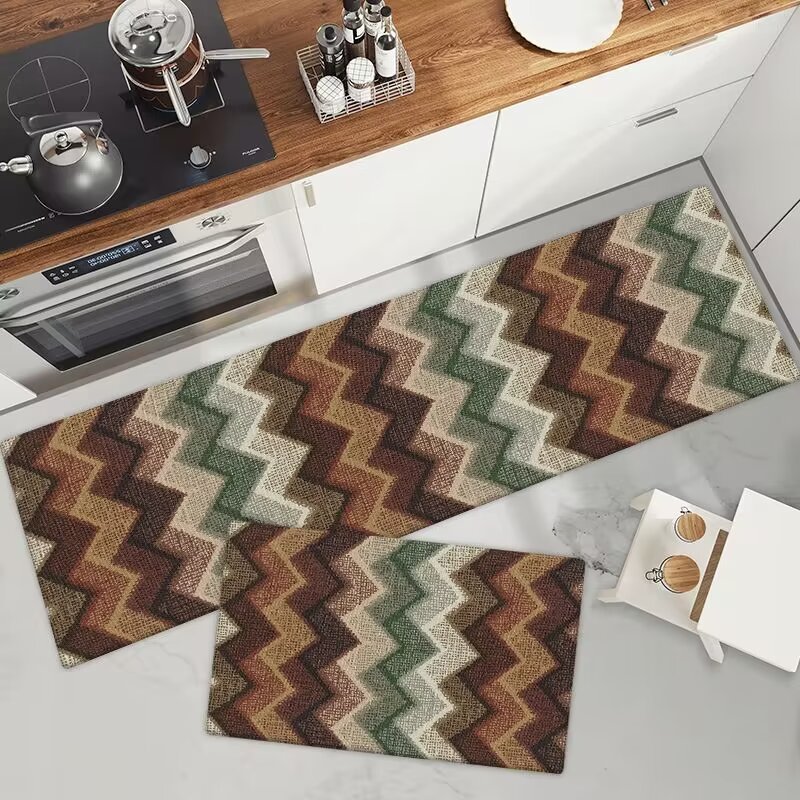 Cocina transfronteriza alfombra de terciopelo de cristal antideslizante resistente a la suciedad fácil de cuidar alfombra de pies doméstica absorción de agua resistente al desgaste fácil de almacenar alfombra de suelo