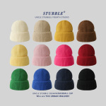 现货纯色光版针织帽男女秋冬加厚保暖毛线帽休闲简约百搭护耳冷帽