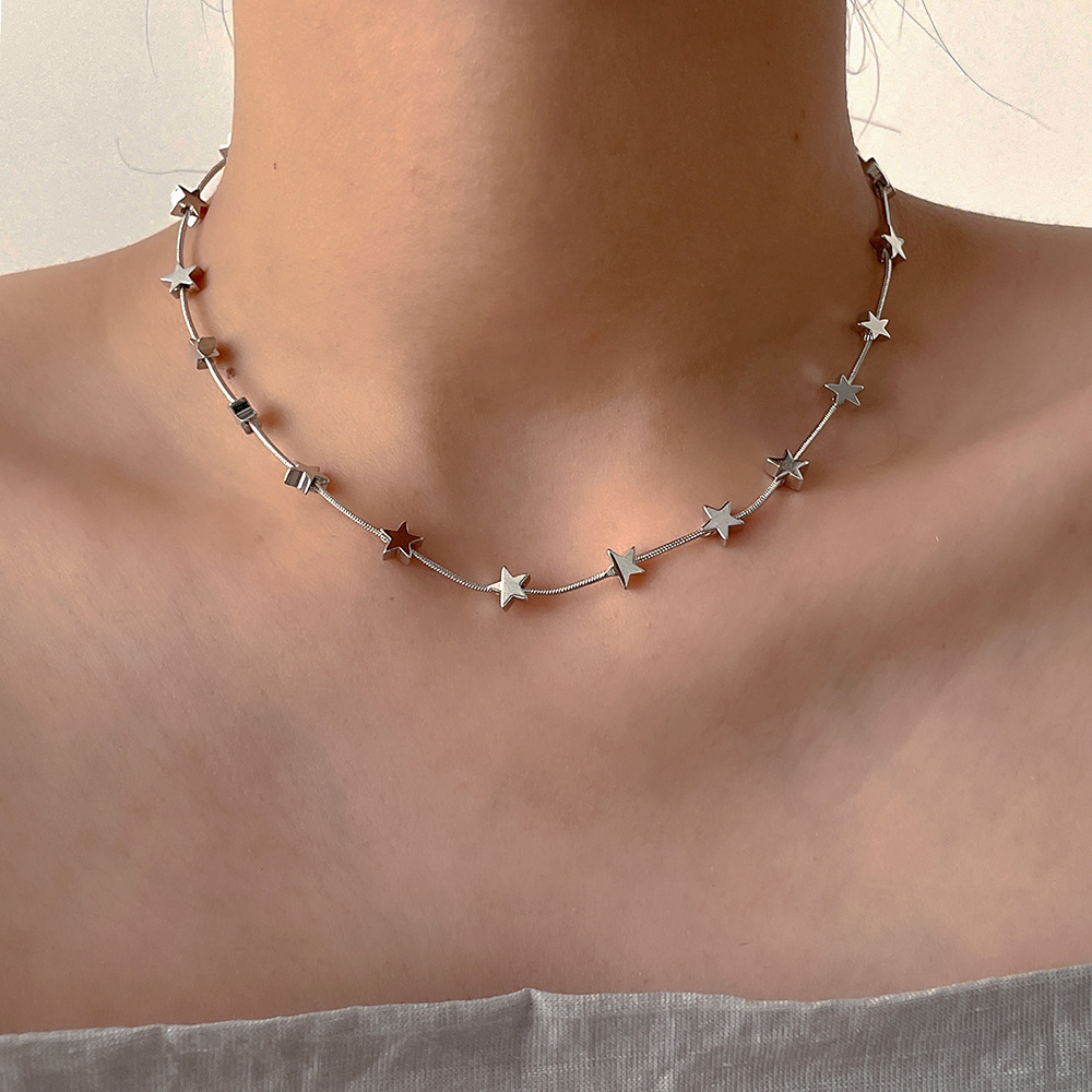 Fashion Star Heart Shape Titanium Steel Plating Necklace 1 Piece