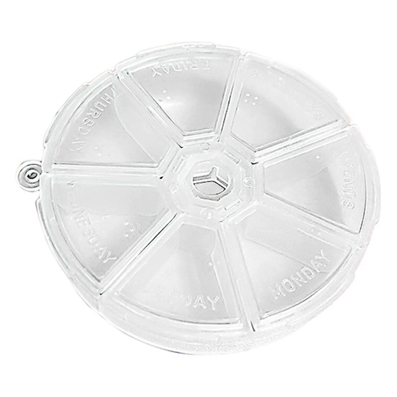 Маленькая аптечка с семью отделениями Брайля аптечка Недельная коробка английская портативная шкатулка для драгоценностей круглая мини-подкоробка для хранения