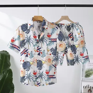 Шорты, штаны, пляжная рубашка, нарукавники, трендовый комплект, короткий рукав, для влюбленных, семейный стиль