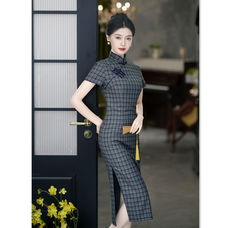 Retro long summer cheongsam