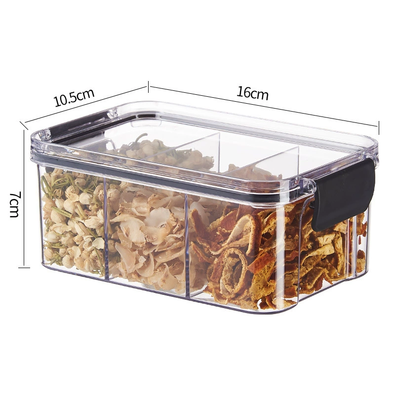 Tea Storage Box, Square Multi-Compartment Container, 680–700 ml, Airtight Stackable