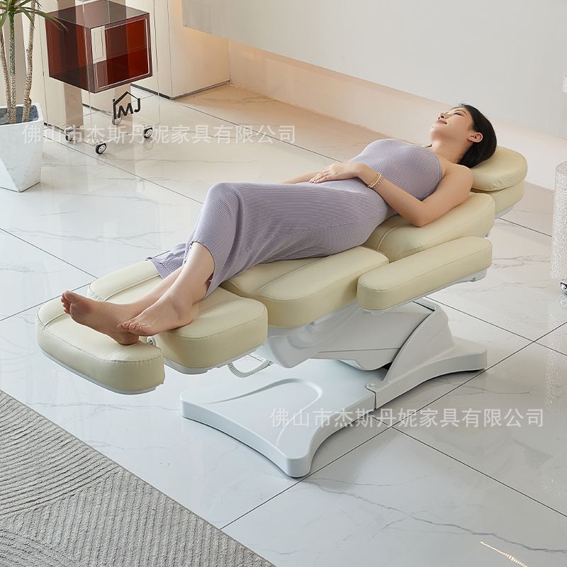 Cama de belleza eléctrica ajustable para sentarse y reclinar mesa de examen dental de micro acabado, cama de belleza médica con superficie de cama calefacción