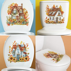 外貿浪漫向日葵房子臥室浴室馬桶貼家居裝飾牆貼貼紙自粘批發跨境