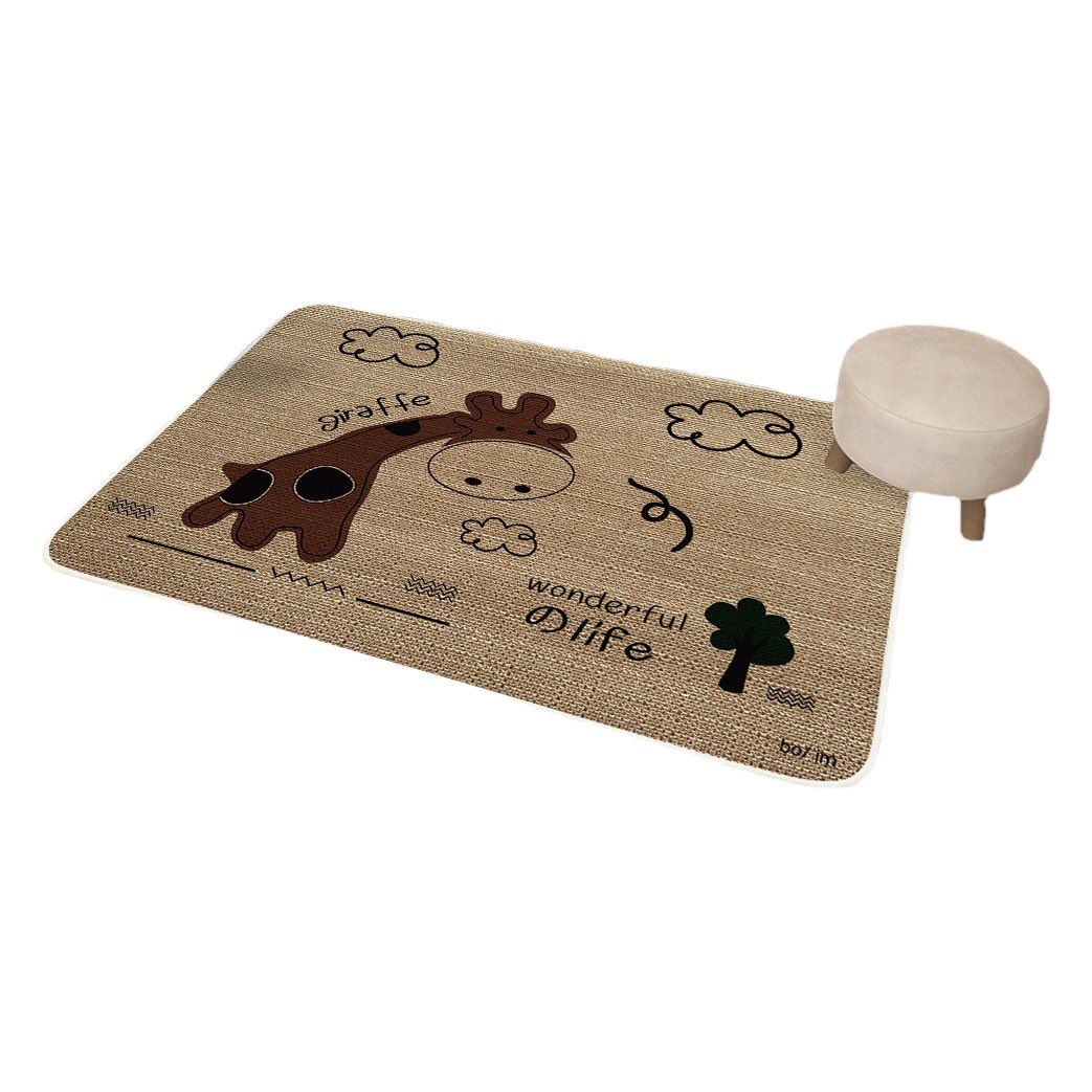 Cartoon Cross-Border Linen Carpet Floor Mat Entry Door Mat Kitchen Non-Slip Rubber Foot Mat Bathroom Door Absorbent Mat