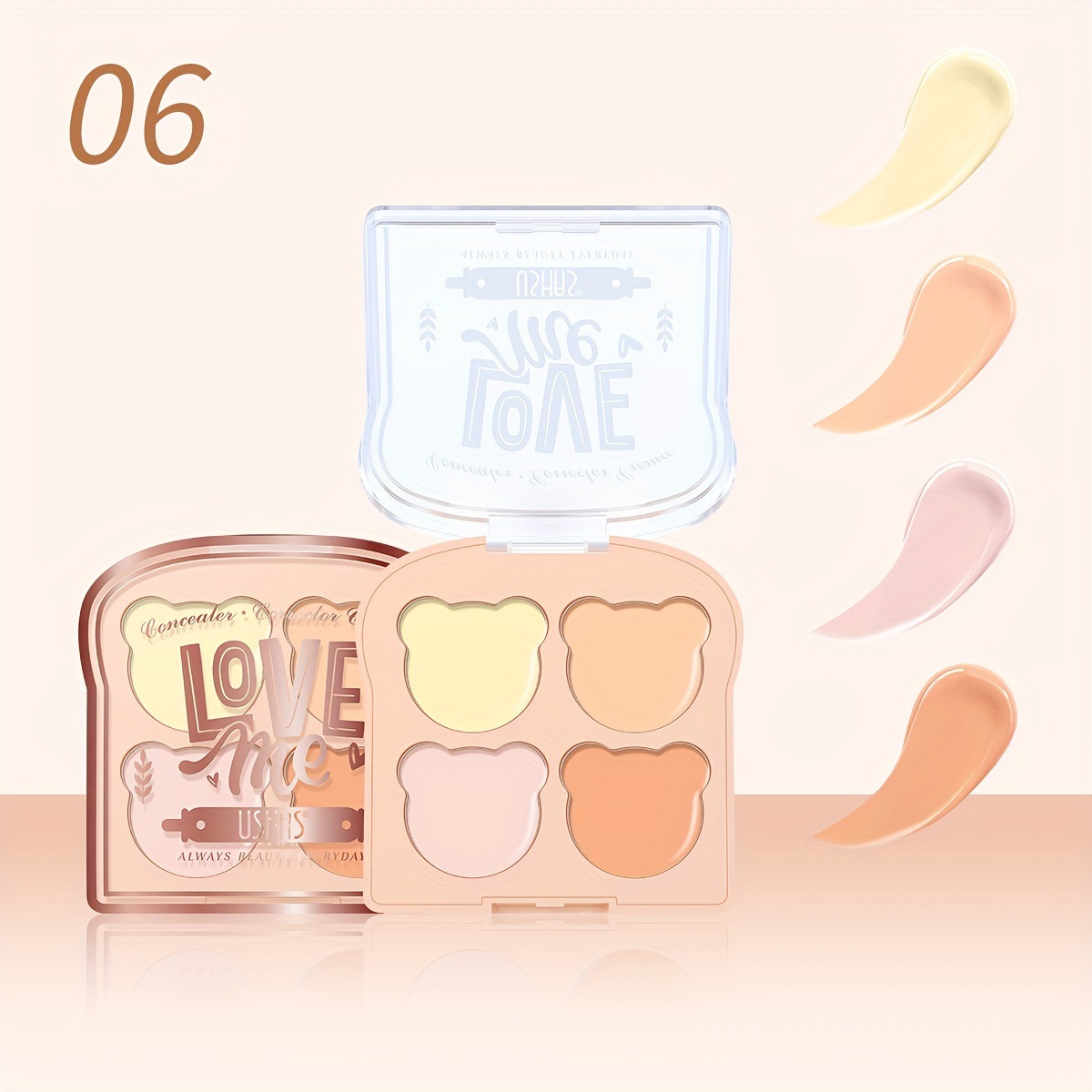 USHAS punto transfronterizo venta caliente concelador de cuatro colores resaltado brillo facial refrescante maquillaje ES4171A + B