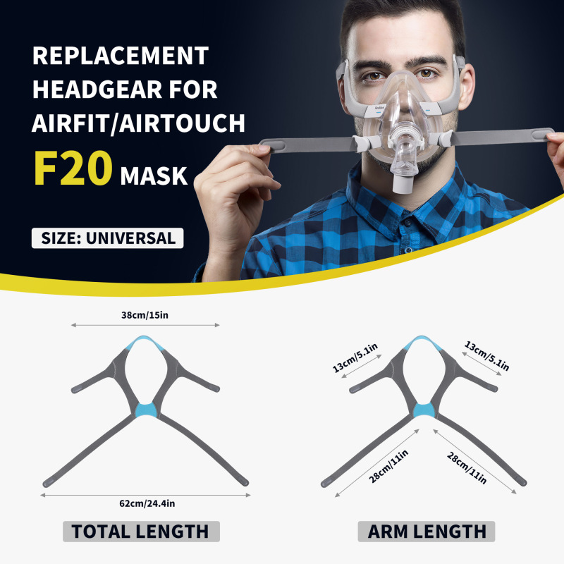 人工呼吸器ヘッドバンド CPAP ResMed マスクヘッドバンド複合スポンジ弾性ブルーグレー F20 N20 ヘッドバンド|undefined