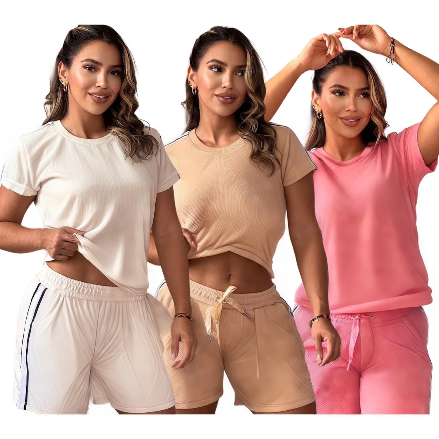 European and American Amazon Women's Trendy Casual Shorts Loose Women's Silk Lace Sports Jacquard Suit