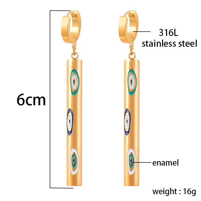 Fashion Geometric Titanium Steel Enamel Gold Plated Earrings 1 Pair