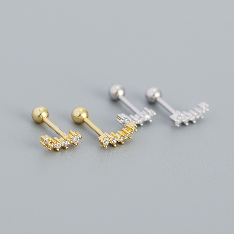 Mode Irrégulier Argent Sterling Incruster Strass Boucles D'oreilles 1 Paire display picture 1