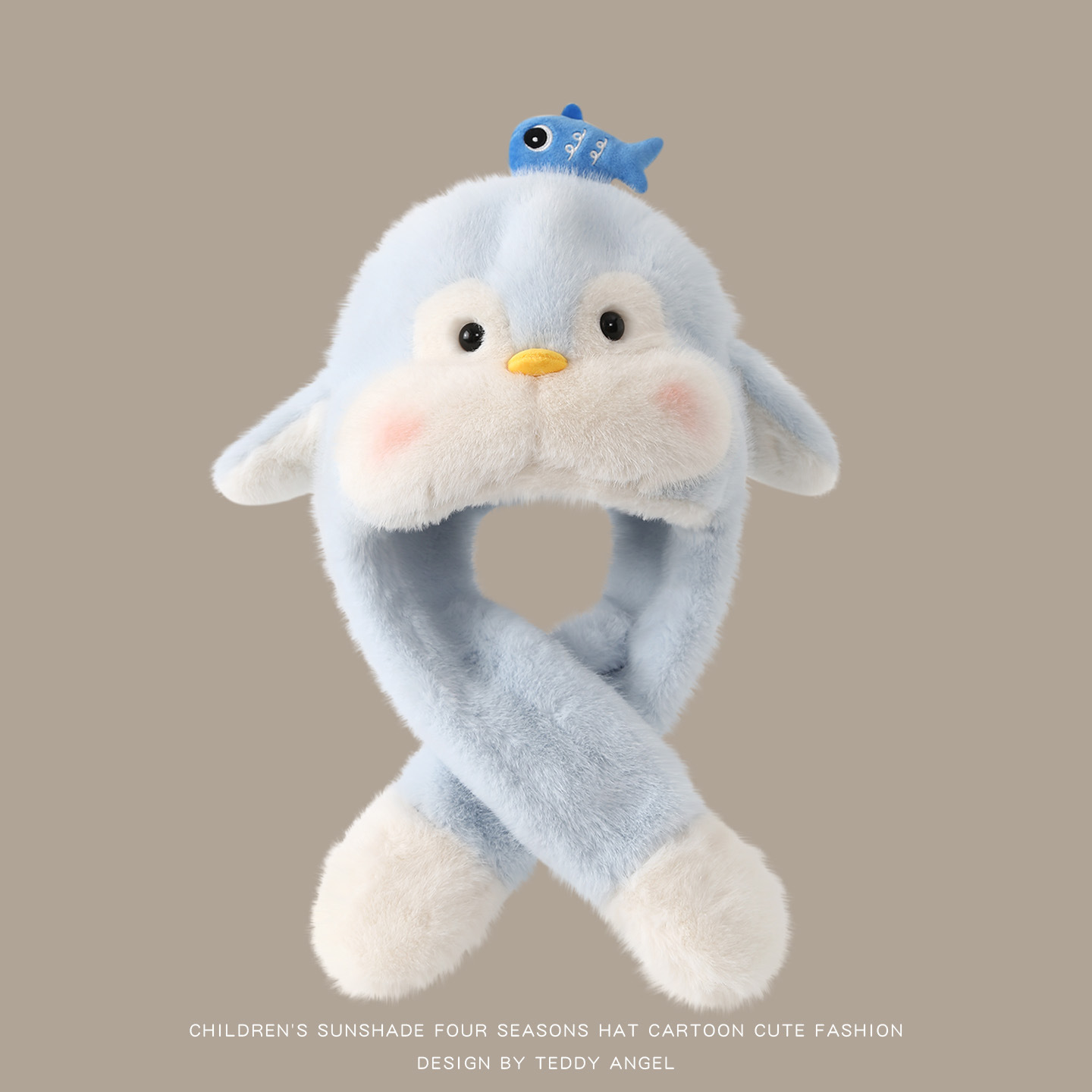 Sombrero y bufandas para niños, un conjunto de dos piezas de orejas para bebés de otoño y invierno, sombrero de peluche caliente y grueso. image 8