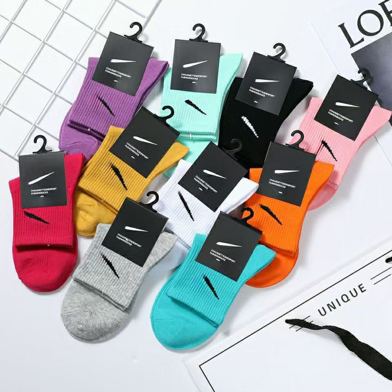 Cross-Border Foreign Trade Socks for Men and Women, Trendy Korean-Style Sports Socks, Candy-Colored High-Top Checkered Socks, Versatile