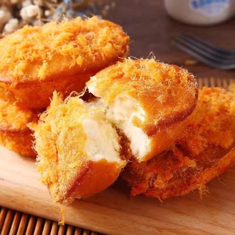 Jili Renjia Meat Floss Cake Breakfast Food Instant Small Bread Whole Box Wholesale Meat Floss Biscuits Snacks Pastries Snacks