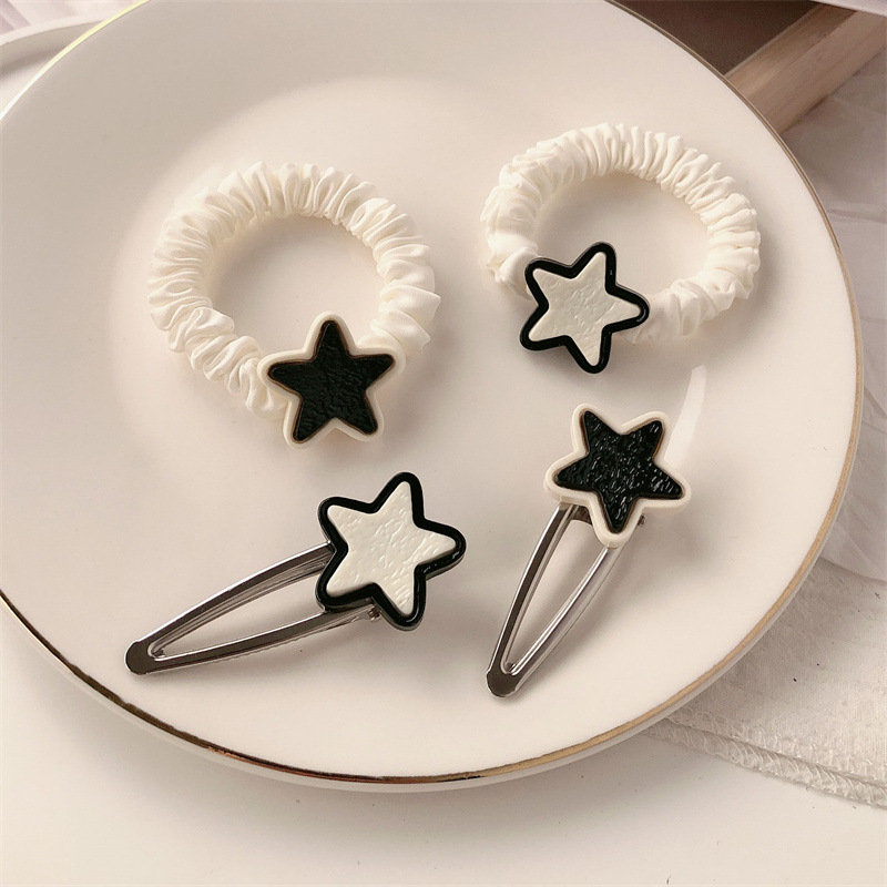 Dulce cool chica estrella intestino delgado cabello anillo de cabeza cuerda de banda de goma de alta elasticidad adornos de cabello de cabello de pentacolas cuerda de caballo