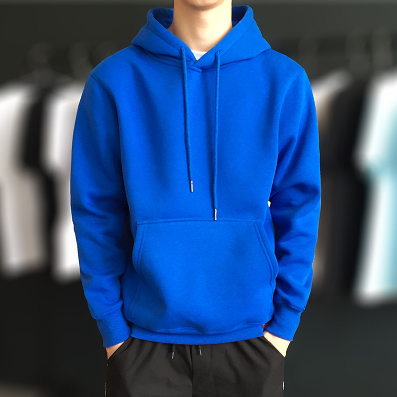 블루 기모 후드