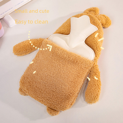 Student Office Water Heated Hand Warmer 1000ml Cute Plush Cartoon Rabbit Hot Water Bag for Girls in Winter