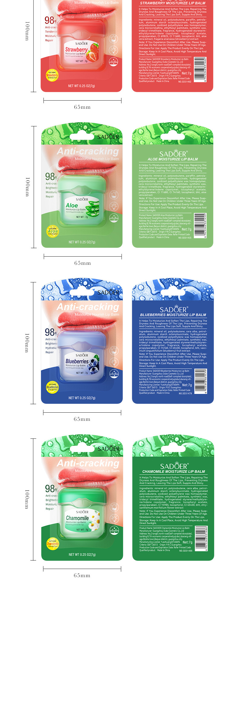 SADOER All English Strawberry Anti Cracking Moisturizing Lip Lippenstift_voghion.com