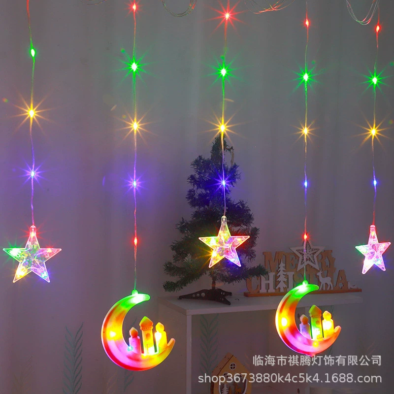 В наличии: оптовая продажа светодиодных гирлянд «Звезды и Луна» для праздничного декора, подвесных светильников для фоновых стен, светильников-замков из окрашенного кожаного шнура.