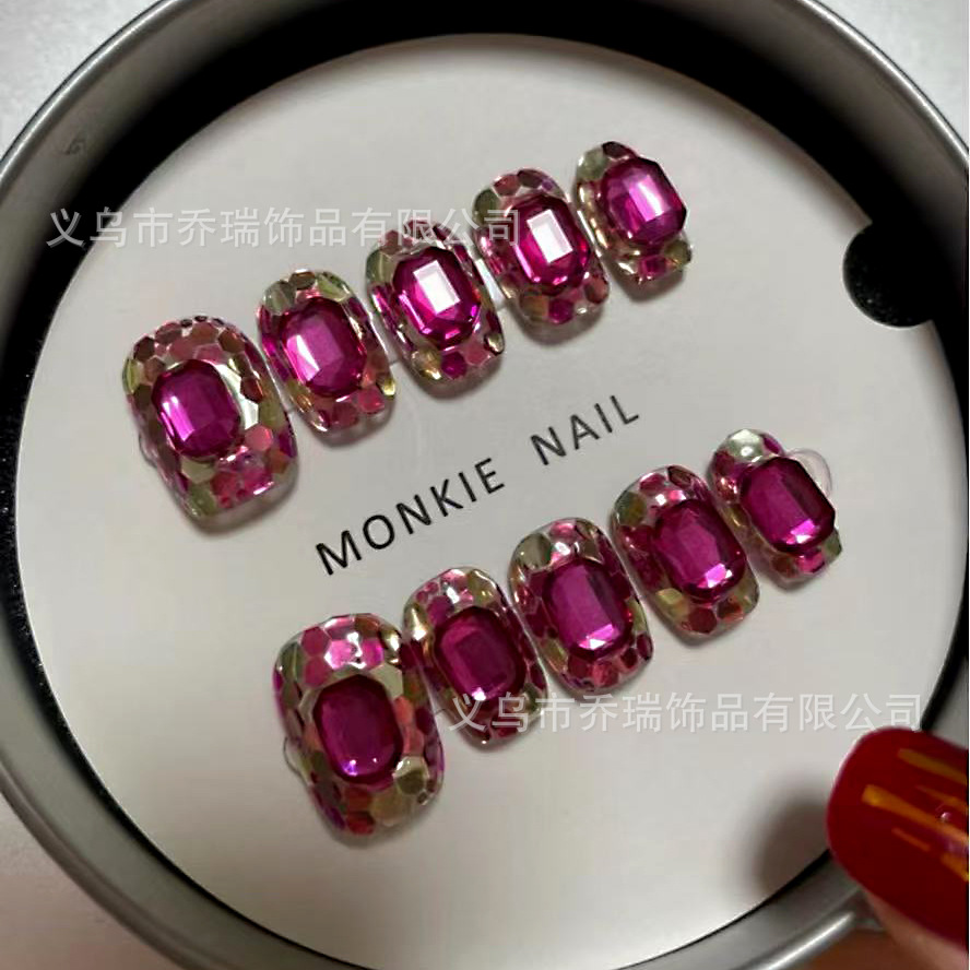 K9 rosa rojo fondo plano forma especial uñas diamantes cristal mini gotas de agua diamantes amor cuadrado hecho a mano diy accesorios de uñas