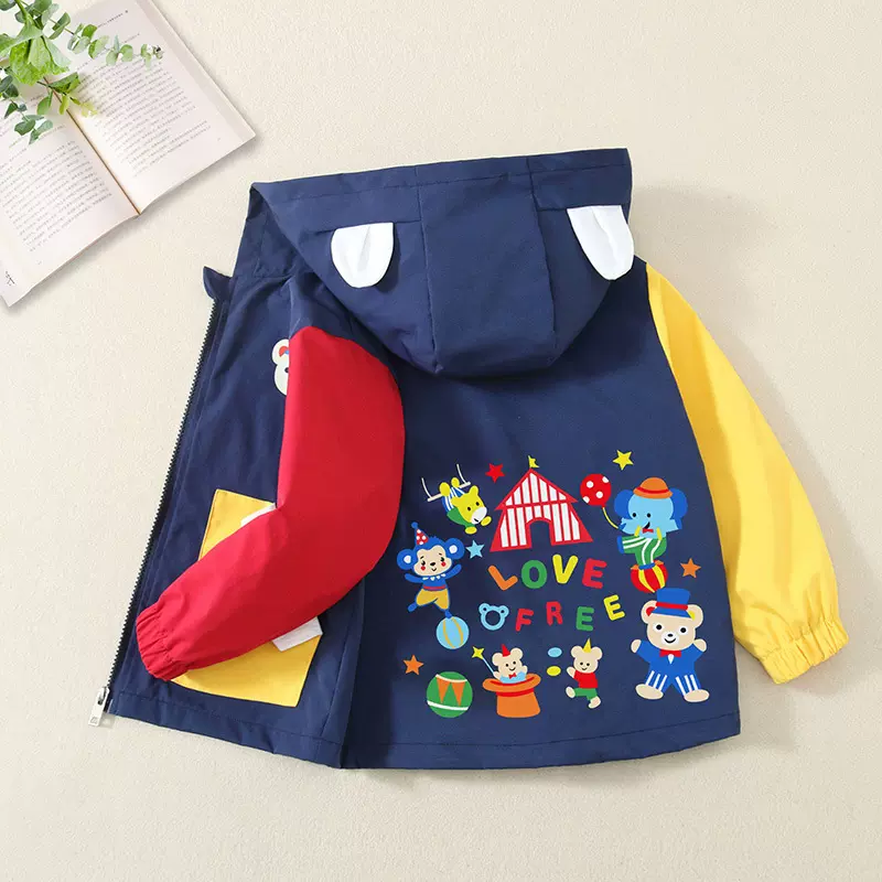 【外贸爆款】女童春秋卡通外套2025新款儿童连帽风衣秋装男宝上衣