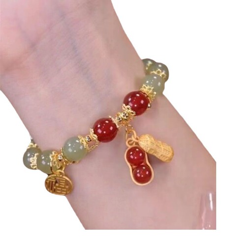Single-layer Peanut Fortune brand bracelet for women, niche design, versatile, light luxury, retro, high-end gift for besties.