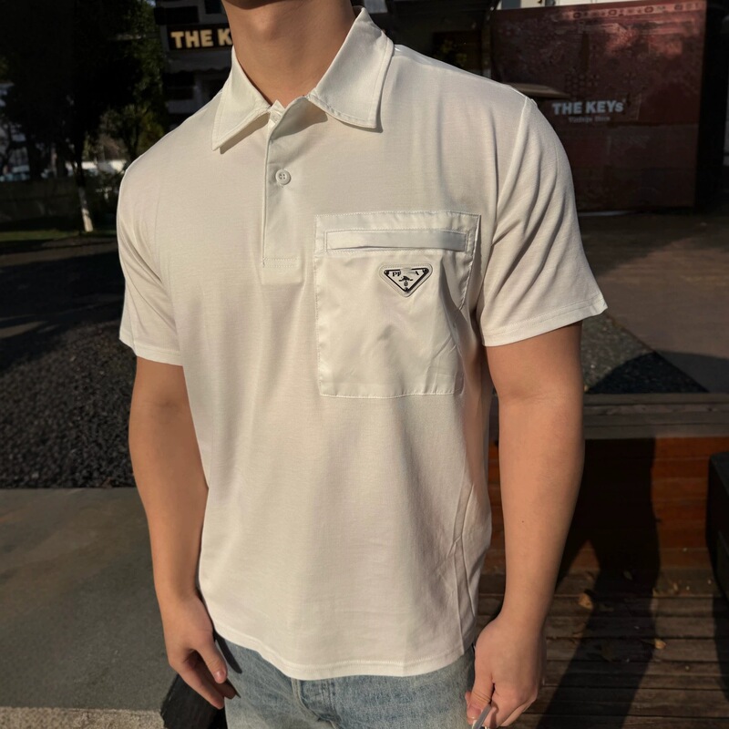 Nanyou High-Quality Original Brand Pra Classic Basic Triangle Logo Zipper Pocket Business Short-Sleeve Polo Shirt for Men and Women Nanyou High-Quality Original Brand Pra Classic Basic Triangle Logo Zipper Pocket Business Short-Sleeve Polo Shirt for Men and Women