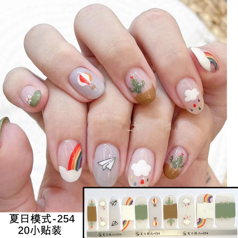 Nuevo 20 pegatinas de uñas 20 pegatinas de dedo completo para hornear pegatinas sin lámpara en stock pegatinas de uñas transfronterizas al por mayor