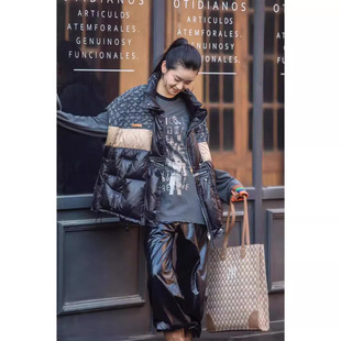 European 2024 Winter New Fashionable Vest Snowflake Stitching Contrast Color Vest Cardigan Stylish Down Vest