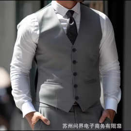 新款男士马甲修身伴郎司仪支持人背心坎肩男伴郎新郎商务男士马甲