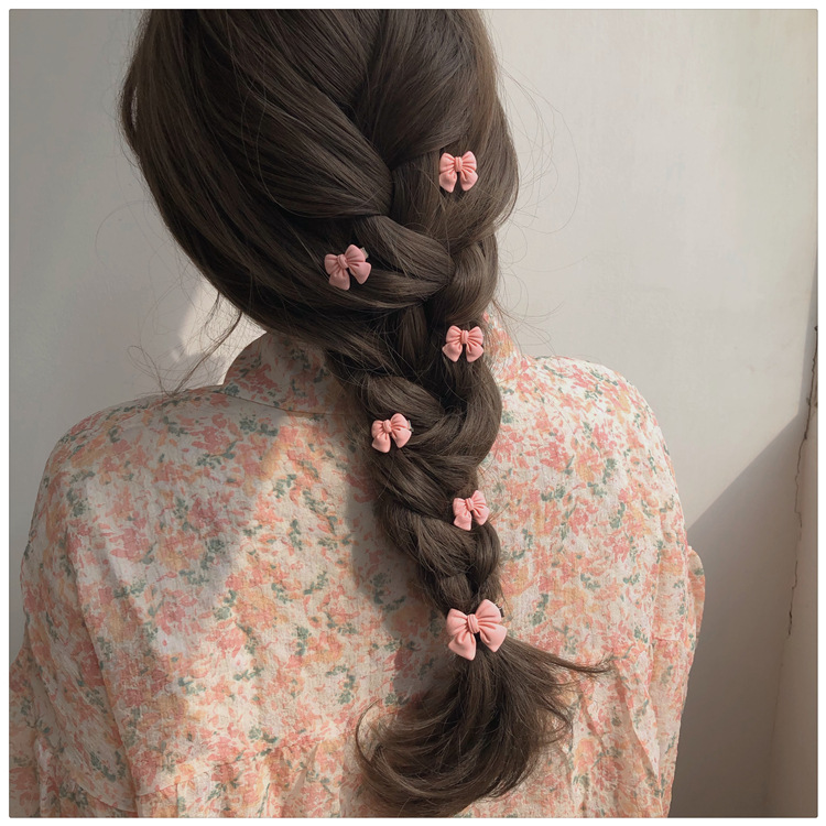 Fermaglio per capelli rosa morbido per ragazza carina, fermaglio per capelli color pesca, fermaglio per capelli con bordo a camelia, accessori per capelli con fiocco_voghion.com