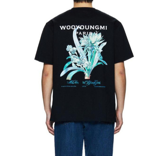 B11-2025 Summer Short Sleeve Back Printed T-Shirt Shirts Black Men's T-Shirt Black