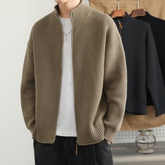 Shopping mall order! Nice! 2025 Spring and Autumn Japanese-style monochrome fashionable ribbed turtleneck casual coat trendy