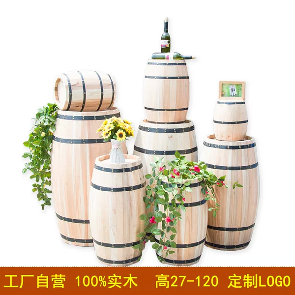 Decorative Wine Barrel Oak Barrel Natural Wood Color Unpainted Red Wine Barrel Large Beer Barrel Bar Wedding Exhibition Props
