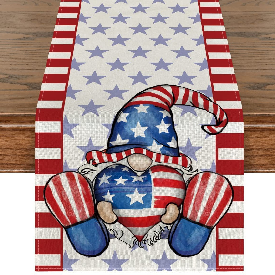 Transfronterizo 2024 nuevo día de la independencia de los Estados Unidos lino bandera de mesa bandera estrella y rayas tela de mesa de comedor cama de té tela de mesa image 25