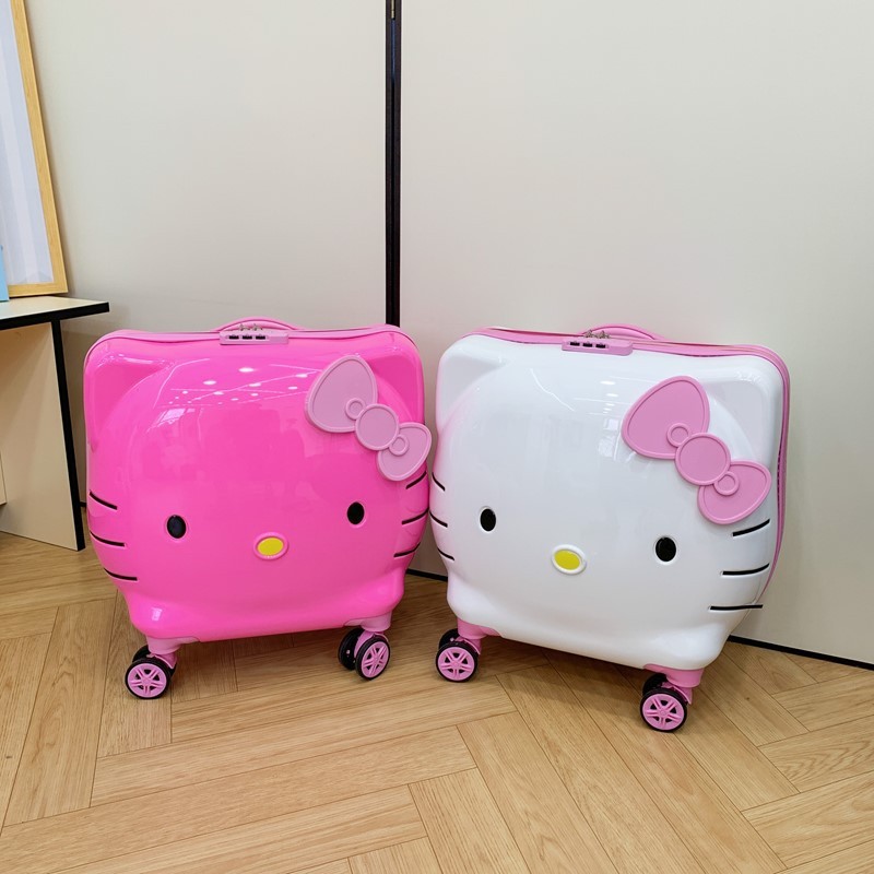 子供用トロリーケース、漫画風ケース、旅行用スーツケース、機内持ち込み用ケース、20inch 女の子用 kt 猫トロリーケース、かわいいサイクリングケース、越境|undefined