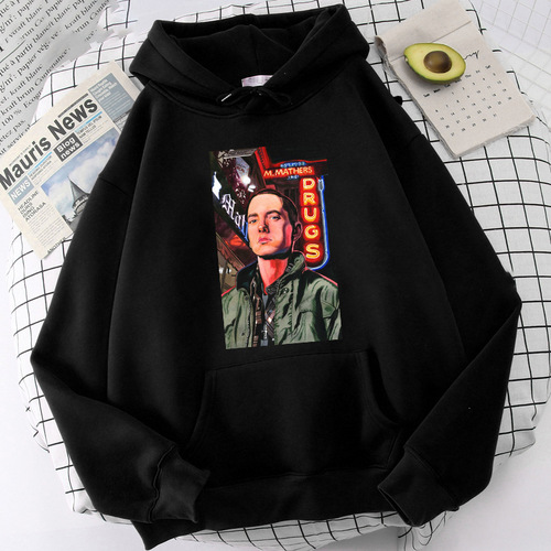 Men's Cross-Border New Trend Hip-Hop Hooded Sweatshirt with Eminem Character Print