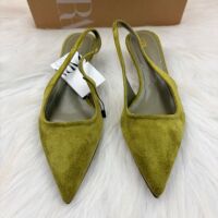 niche French pointed high heels, green toe sandals, fairy fashion, spring and summer temperament, suede single shoes, cross
