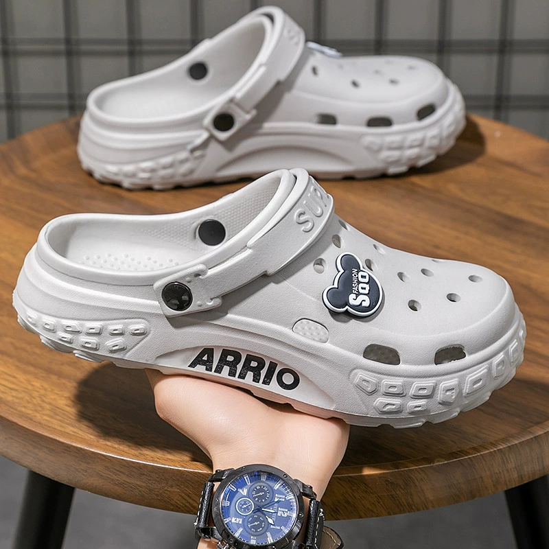 Плоские тапочки Crocs мужские для лета, обувь с толстой подошвой, ощущение дерьма Баотоу кокосовые спортивные обувь для улицы пляжной