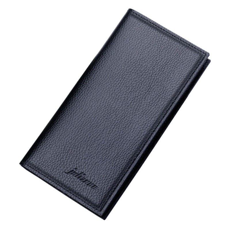Cartera larga ultrafina para hombres multi-tarjeta de cuero suave patrón de lichi Cartera simple para hombres billetera para hombres