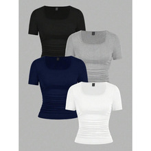 Z 23426 U-neck slim short sleeve T-shirt U ���������� T ��