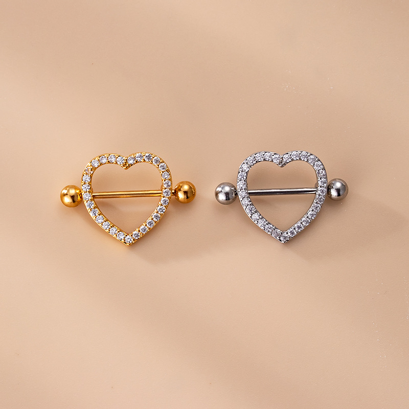 Party, Festival Occasion 316L Stainless Steel , Copper Material 1 Piece 316L Stainless Steel Copper Zircon Nipple Rings & Studs Heart Shape Wings Waterproof Non Tarnish Surgical Steel Women'S