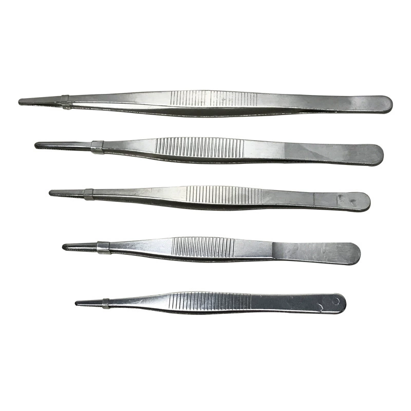 Нескользящий Прямой пинцет с круглой головкой и мясистыми водными растениями из нержавеющей стали с зубчатой круглой головкой, утолщенный закаленный Размер банки для прививки